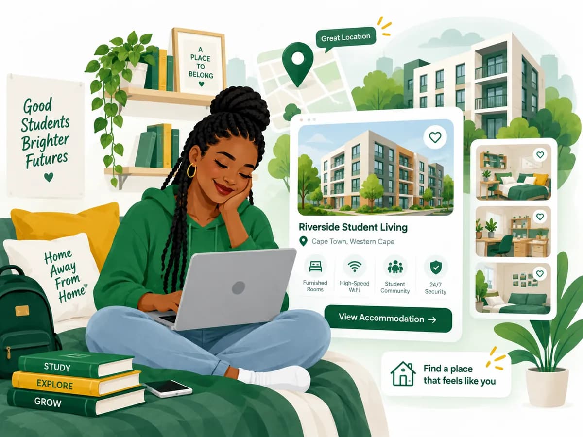Student comparing accommodation and student housing options online