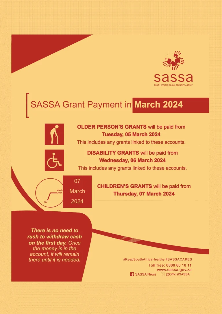 SASSA Payment dates of march 2024.